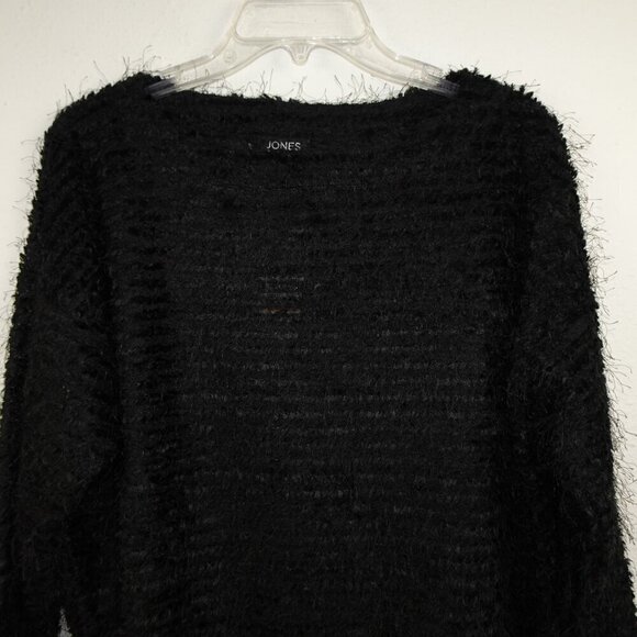 Jones New York Eyelash Sweater Top Women's Size S Black Pullover Fuzzy - Picture 2 of 7